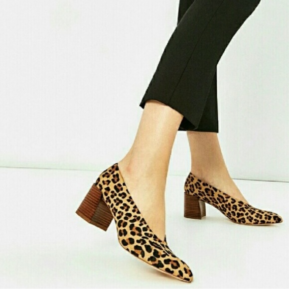 Zara Shoes - Zara Leopard Print Block Heel Pumps - Tan, Black